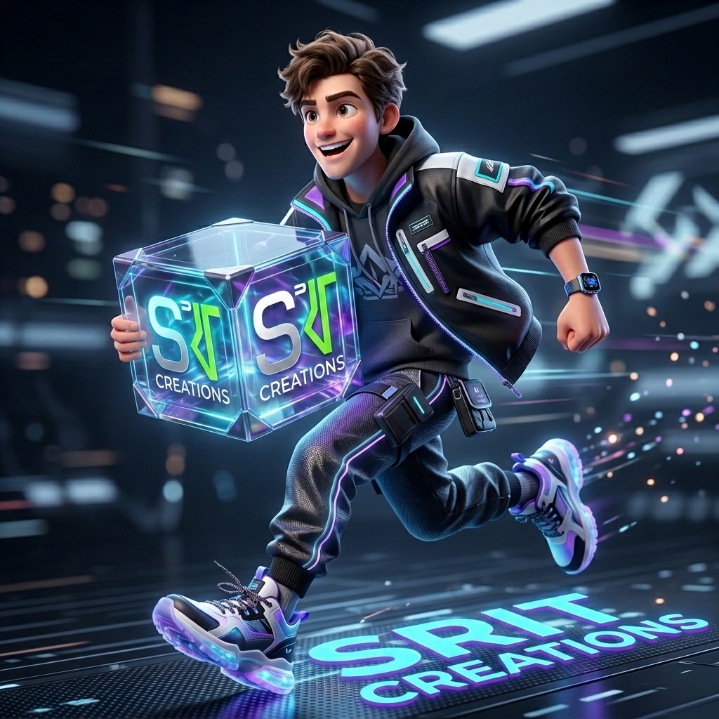 SRIT 3D Character Holding Official Logo and Running